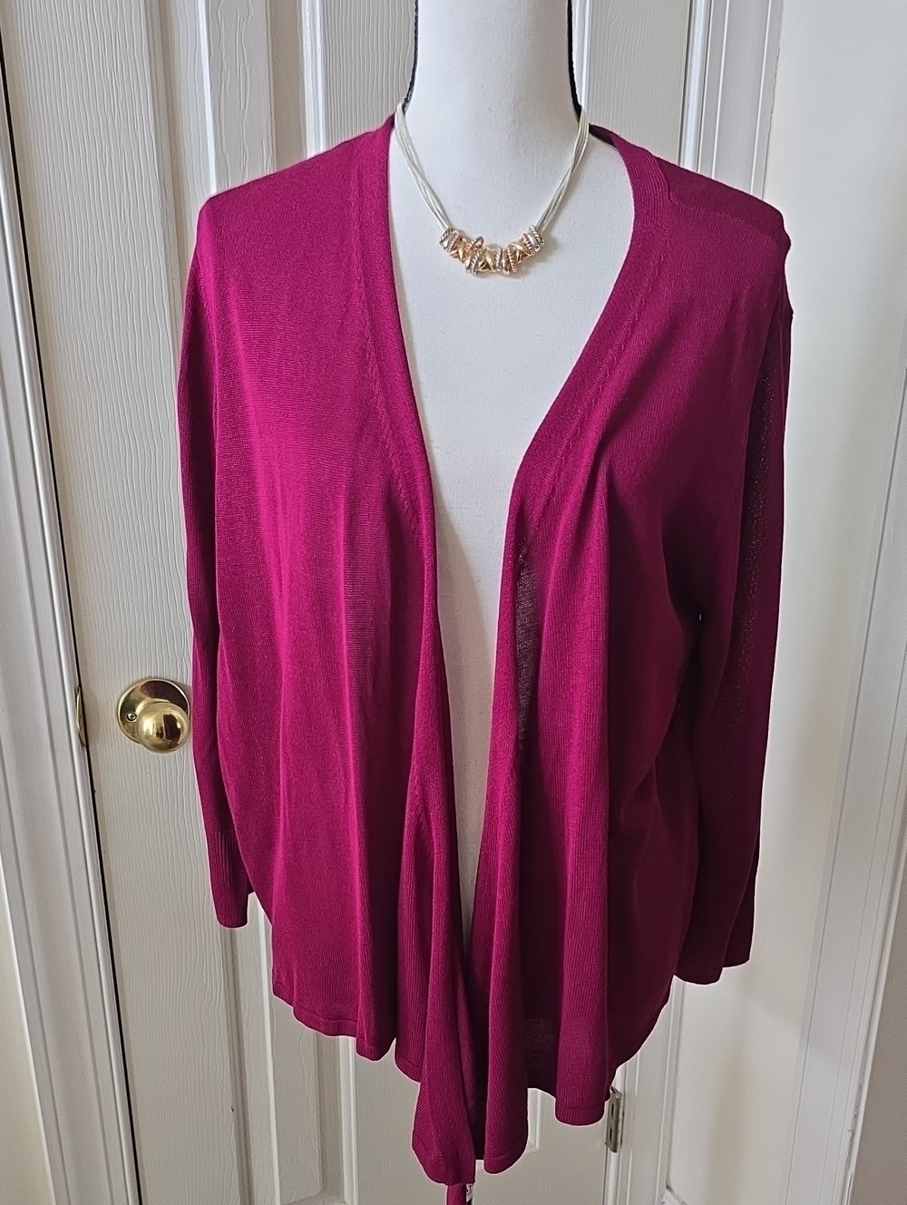 SIMPLY VERA VERAWANG WOMEN'S BURGUNDY WINE OPEN CARDIGAN SWEATER SIZE XL
